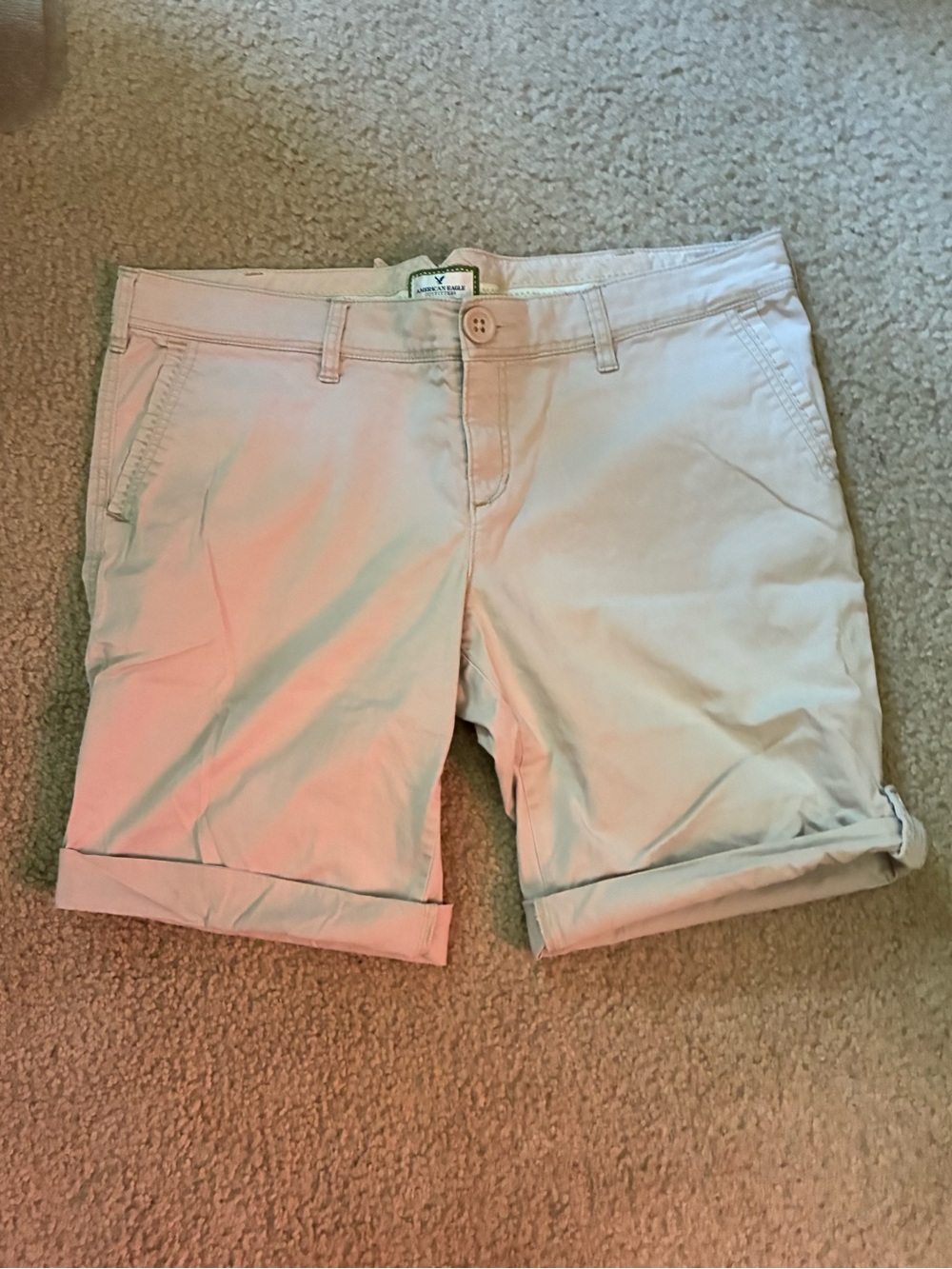 American Eagle Outfitters Women's Roll-Cuff Chino Shorts - Cream